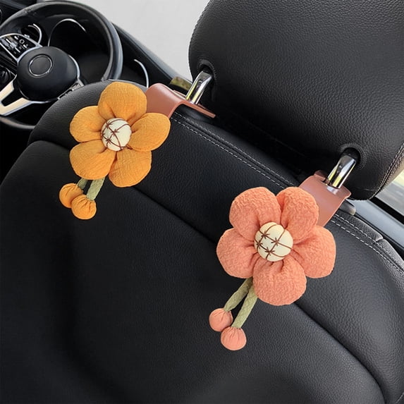 Car Accessories Car Hooks Seat Back Front And Rear Rows Of Cute Flowers Car Multifunctional Shelves Backrest Small Hooks Car Supplies on Clearance