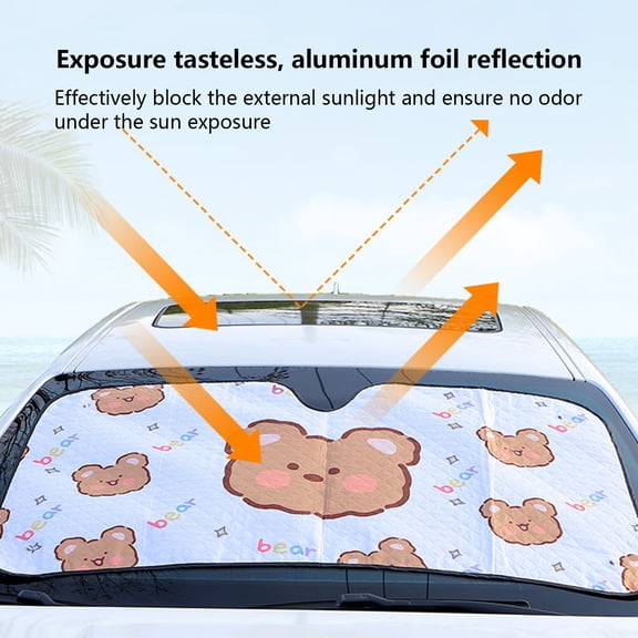 Car Accessories Car Sun Visor Glasses Clip Ticket Clip Car Sunshade Aluminum Film Printing Car Summer Car Interior Supplies Sunshade Universal Anti-Ultraviolet Sunscreen Heat Insulation Sun Block