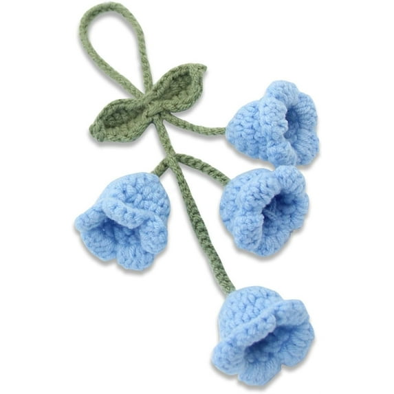 Car Accessories Decoration,Car Mirror Hanging Accessories,Hand Knitted Crochet Flower Decor for Women,Bellflower Hand Knitted Car Pendant,Car Charm,Suitable for Backpacks, Key Chains, Car Accessorie