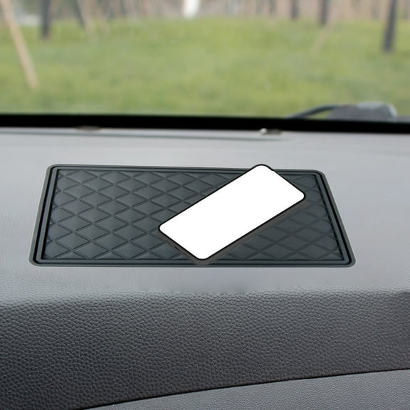 Car Accessories Non-Slip Dashboard Pad Multi-Function Storage Mat with Stripe Inlay Durable Leather Material for Mobile Devices and Navigation