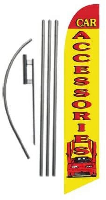 Car Accessories Shop Advertising Feather Banner Swooper Flag Sign with Flag Pole Kit and Ground Stake