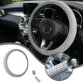 thumbnail image 1 of Car Accessories Surpdew 3-Pc Elastic Steering Wheel Cover Set - Microfiber Ice Silk, Non-Slip, Comfort - Universal Fit Gray Free Size, 1 of 8
