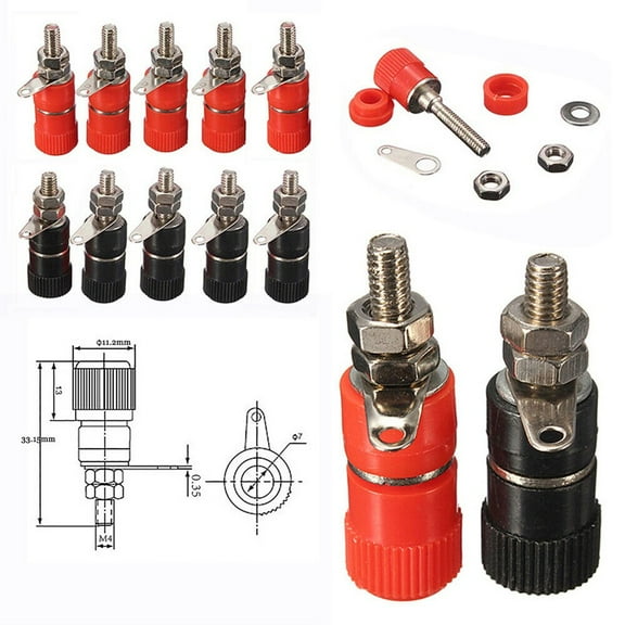Car Accessories Terminal Plug Car Banana Plug Banana Socket Binding Post Nut Black/Red Connector Terminal Plug