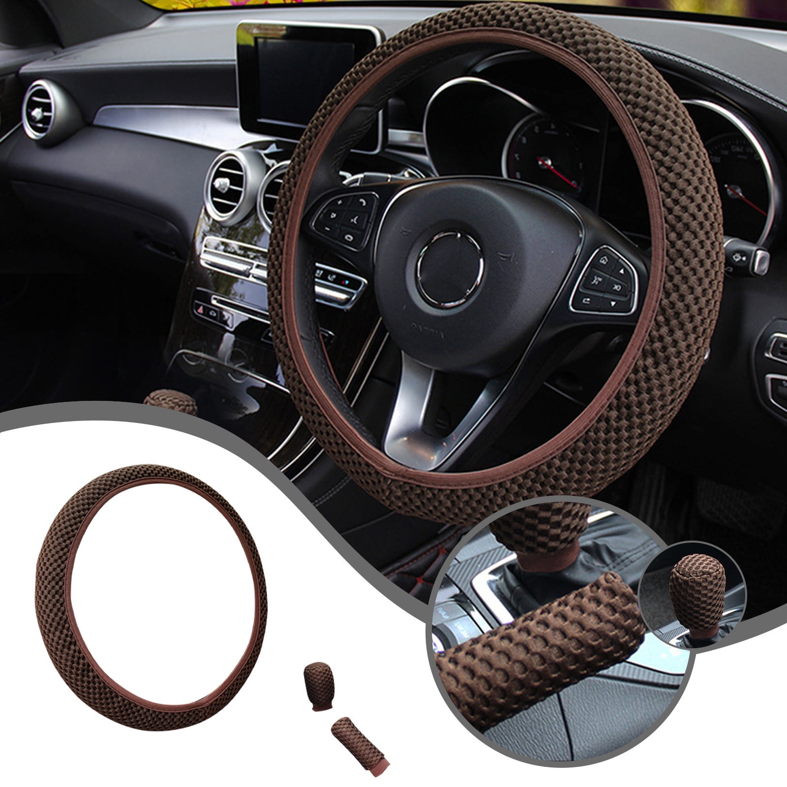 Car Accessories amlbb 3 Piece Steering Wheel Cover,Elastic Stretch