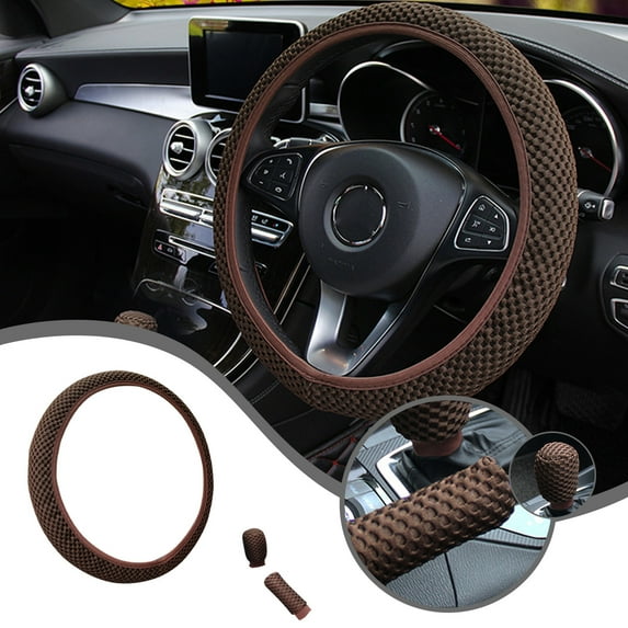 Car Accessories amlbb 3 Piece Steering Wheel Cover,Elastic Stretch Steering Wheel Cover,Warm In Winter and Cool In Summer, Microfiber Breathable Ice Silk, Non-slip,Easy Carry