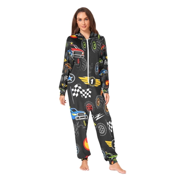 Car Adult Unisex Onesie Pajamas One Piece Suit Pjs Sleepwear Jumpsuit