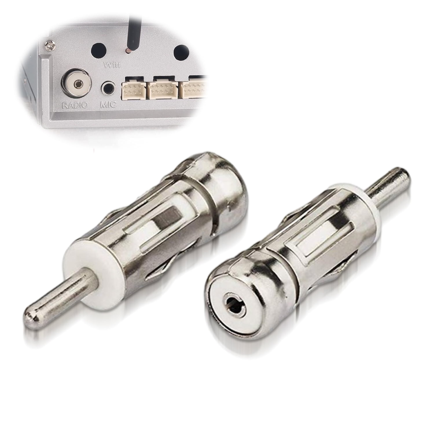 Car Aerial Antenna Adapter Connector Vehicle Radio Antenna Adaptor ISO to DIN Plug Pin Adapter for Vehicle Car Audio Radio Head Unit Stereo Receiver