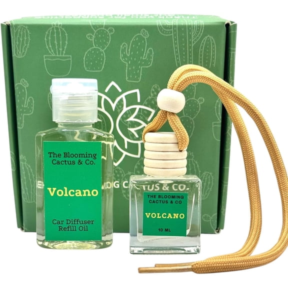 Car Air Freshener with 1 Oz Refill included | Car scented on the go | Car Air Freshener | Long Lasting Hanging Fragrance | Phthalate Free Fragrance. (Volcano (Type), 10 ml)