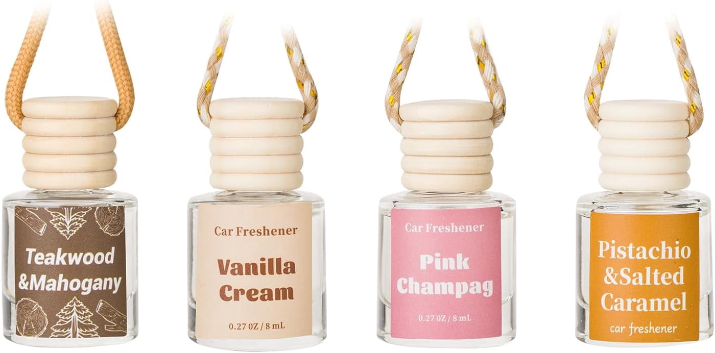 Car Air Freshener Diffuser, Hanging Car Scents Air Freshener, Car Fresheners Long Lasting, Essential Oil Diffuser, Fragrance Oil, 4pcs