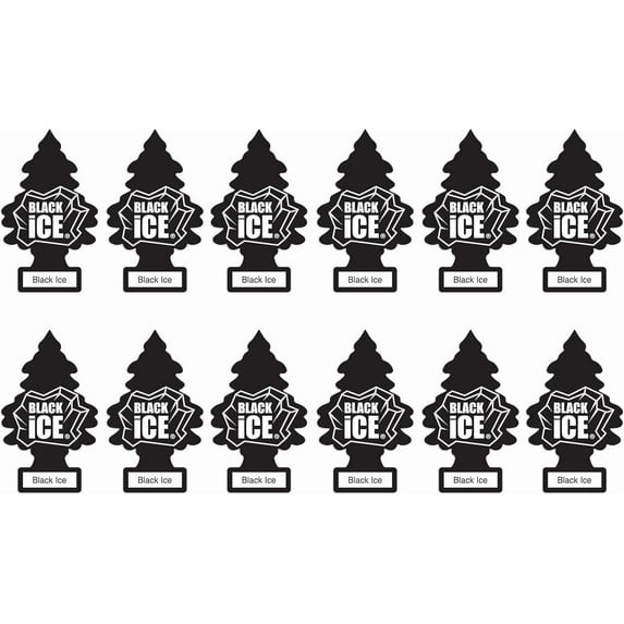 Car Air Freshener | Hanging Paper Tree for Home or Car | Black Ice | 12 Pack