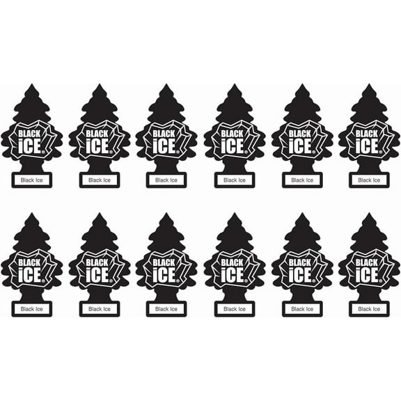 Car Air Freshener | Hanging Paper Tree for Home or Car | Black Ice | 12 Pack