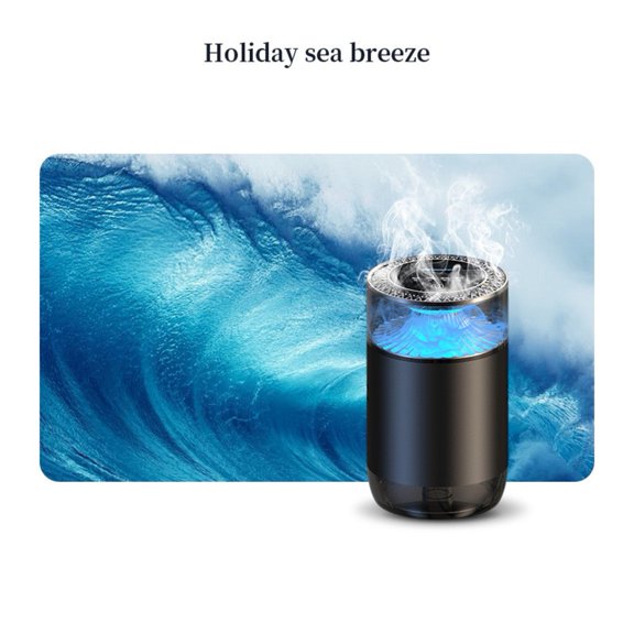 Car Air Freshener, Intelligent Essential Oil Diffuser with LED Light & Digital Display, 40 Days Long-Lasting Scent, USB-C Rechargeable Aromatherapy for Car Office Home, Black(Sea wind)