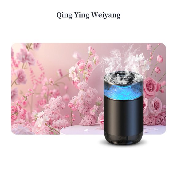 Car Air Freshener, Intelligent Essential Oil Diffuser with LED Light & Digital Display, 40 Days Long-Lasting Scent, USB-C Rechargeable Aromatherapy for Car Office Home, Black(Oriental-cherry)