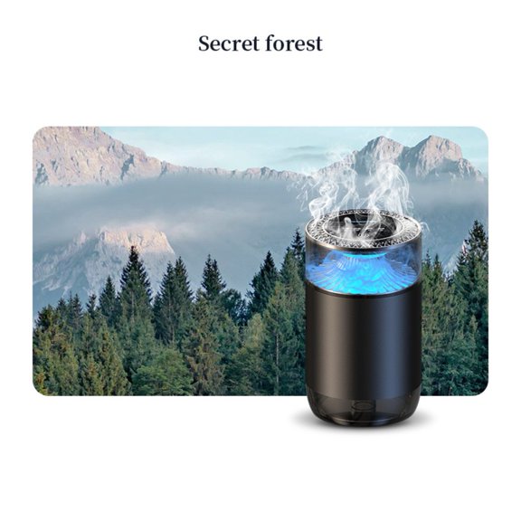 Car Air Freshener, Intelligent Essential Oil Diffuser with LED Light & Digital Display, 40 Days Long-Lasting Scent, USB-C Rechargeable Aromatherapy for Car Office Home, Black(Secret-Forest)