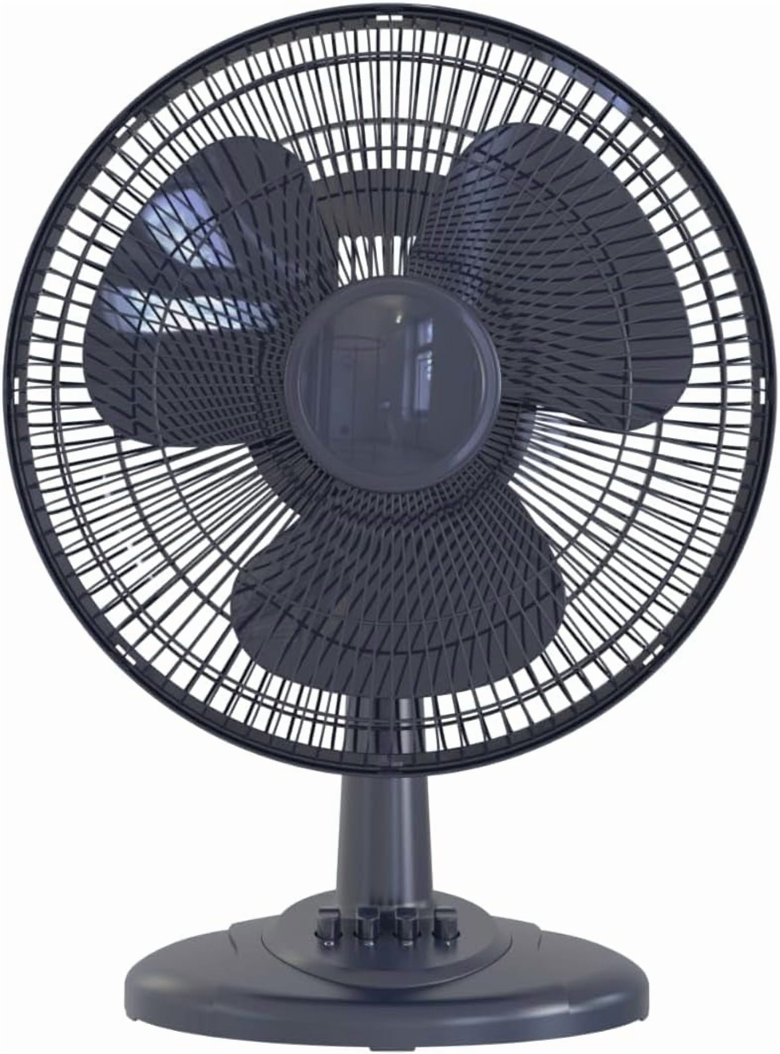 KME DailyTrade 12-Inch 3-Speed Pedestal Floor Fan, Standing Fan for Home, with Oscillating Dual Blades, AC Motor, With Remote Control, Timer, Tilted Head, Black