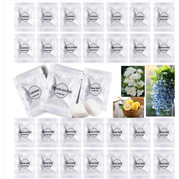 Car Air Freshener Refills, 30 Pcs Individual Package Car Air Vent Clip Replacement Pads Solid Fragrance Scent Air Freshener Refill Tablets (Lemon+Freesia+Blue bell)