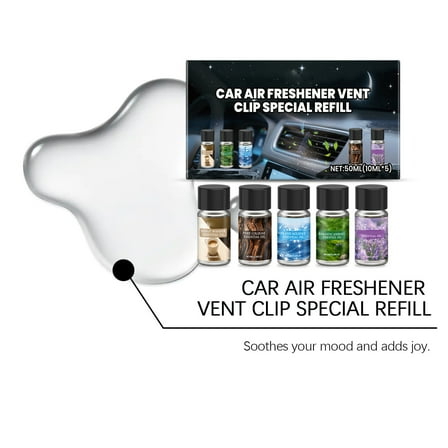 Car Air Freshener Set 50Ml Automobile Interior Odor Eliminator Fragrance Diffuser Vent Clip Refill Long Lasting Scent New Car Smell 0.19Lb
