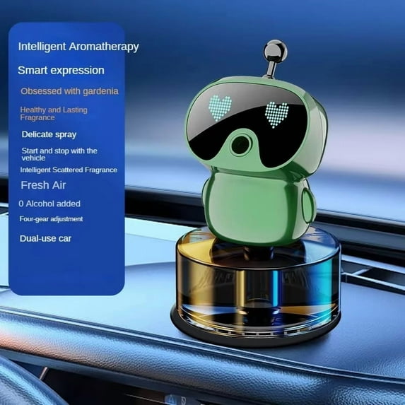 Car Air Freshener With Smart Auto Spray Aromatherapy Device 50Ml Sleek Green Fragrance Diffuser For Vehicle Interior Odor Elimination Gentle Ambient Scent For Daily Commute Road