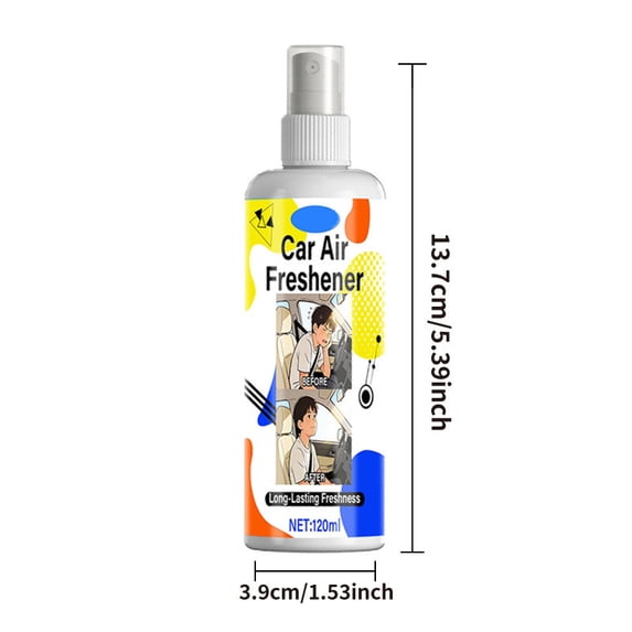 Car Air Freshener Spray - Eliminates Food and Pet Odors, Safe for All Surfaces, Long-Lasting Freshness