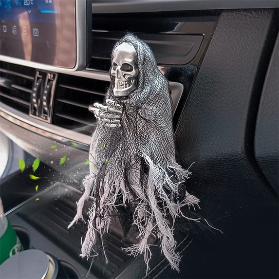 Car Air Freshener Vent Clip - Long Lasting Solid Perfume for Car Interior, Non-Toxic Safe Scent for Auto A/C Vents, Halloween Skull Design Aromatherapy Diffuser