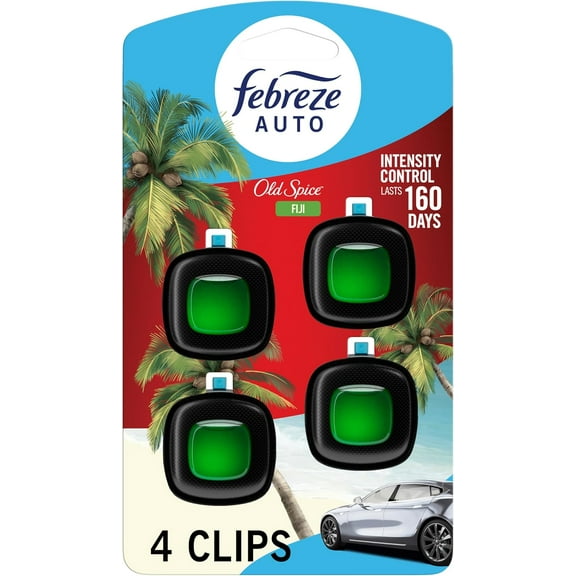 Car Air Freshener Vent Clip Old Spice Fiji Scent, .07 oz. Car Vent Clip, Pack of 4