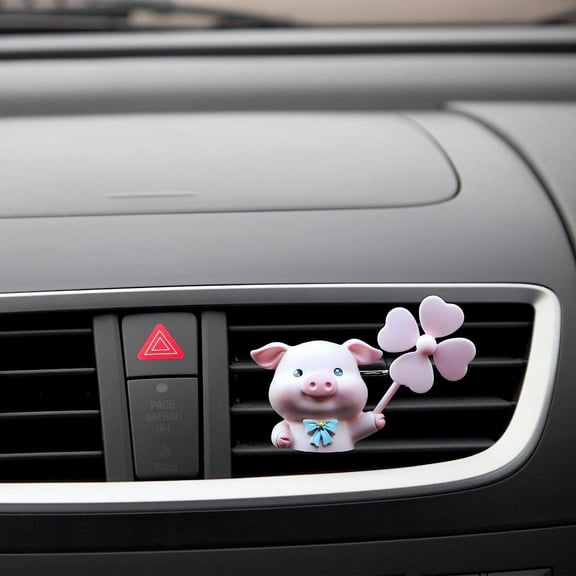 Car Air Fresheners, Trianu Cute Little Windmill Rotating Automotive Air Outlet Vent Fan, Cartoon Resin Car Perfume Diffuser, Funny Car Accessories Interior Ornament Creative Gifts for Car Lovers(Pig)