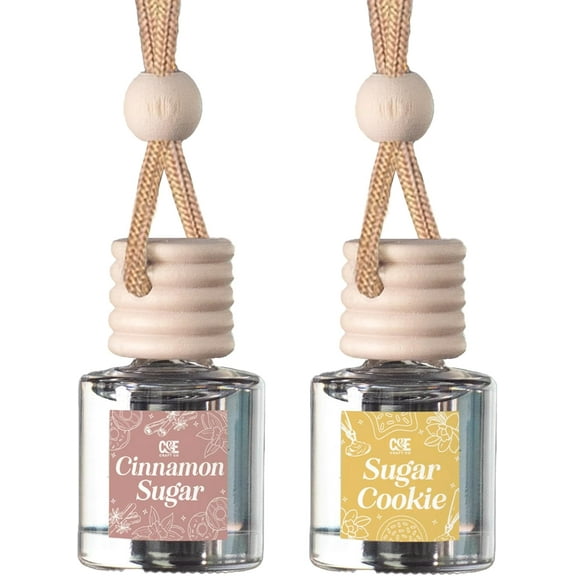 Car Air Hanging Fragrance Oil, Car Auto Freshener for Essential Oils, Scents Fragrance Aromatherapy Automobile Diffuser, Long Lasting (Cinnamon Sugar + Sugar Cookie)