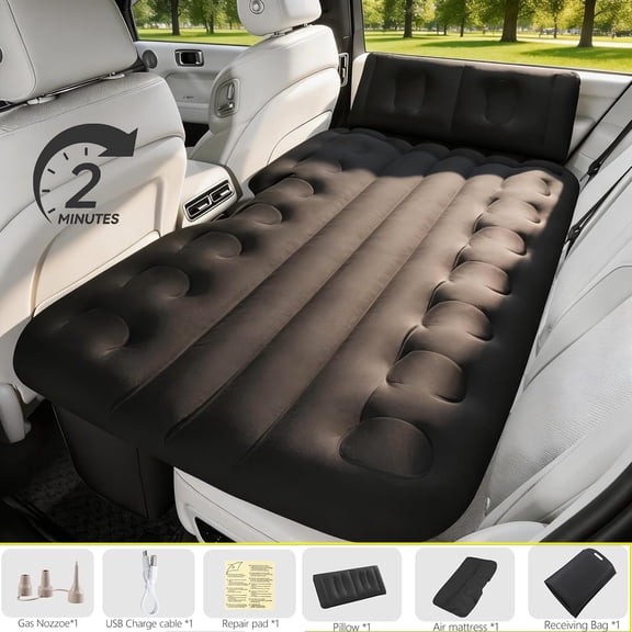 Car Air Mattress for Back Seat,Inflatable Car Bed with Built-in Electric Pump,Universal Fit SUV Sedan Truck Travel Sleeping Pad,Quick Inflate/Deflate,Supports 330lbs