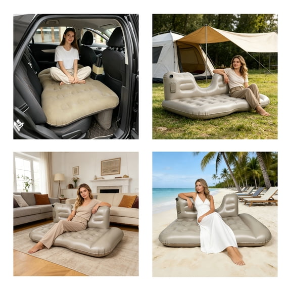 Car Air Mattress Back Seat, Portable Inflatable Bed with Built-In Rechargeable Electric Pump, Storage Bag, Patch Kit, Universal Back Seat Bed Sleeping Pad Fit Most Car Suvs, L-51,W-32