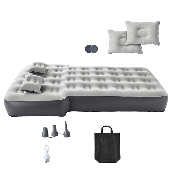 Car Air Mattress for Toyota 4Runner and Jeep Wrangler, Inflatable Car Camping Bed with Built In Air Pump, Flocked PVC Sleeping Pad, 2 Pillows, Portable Travel Mattress for SUV Trunk Camping