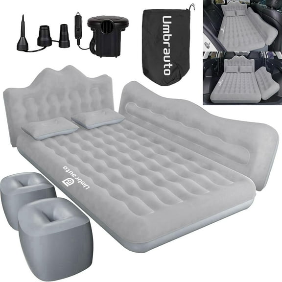 Car Air Mattress Inflatable Back Seat Air Beds Sleeping Camping Pad for SUV Truck Travel Backseat with Electric Air Pump,Gray