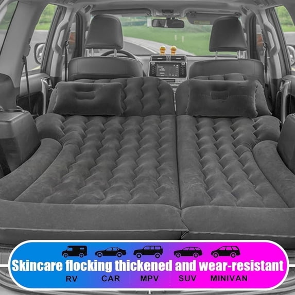 SAVALETOR Car Inflatable Mattress with Pump, Portable SUV Air Mattress,Full Size Blow Up Sleeping Pad with 2 Pillows,Extended Back Seat Airbed,Truck,RV,Camping,Home,Travel,Hiking(Black)