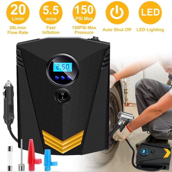 Car Air Pump Compressor, iMounTEK Tire Inflator with LCD Display Portable Auto 12V Volt 150 PSI