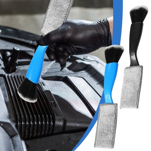 Car Airflow Orifice Cleaning Brush | Double Head Dusting Tool - Soft Nylon Bristles | ABS Handle | Reusable Velvet Cover | Interior Console Dashboard Vent Cleaner | Ergonomic Grip | Detachable