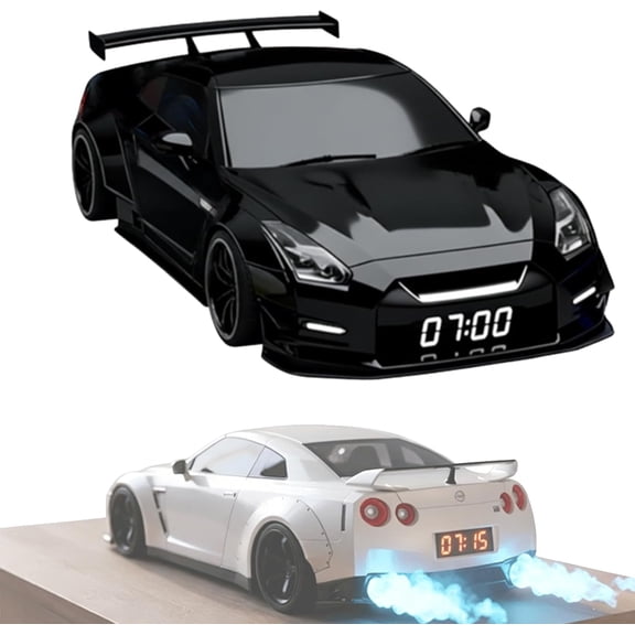 Car Alarm Clock 3-in-1 Digital LED, Crystal Clear LED Display Screen, Modern Sports Car Nightstand Clock, Digital Clock for Bedroom Office Desk Decor Gift (Black)