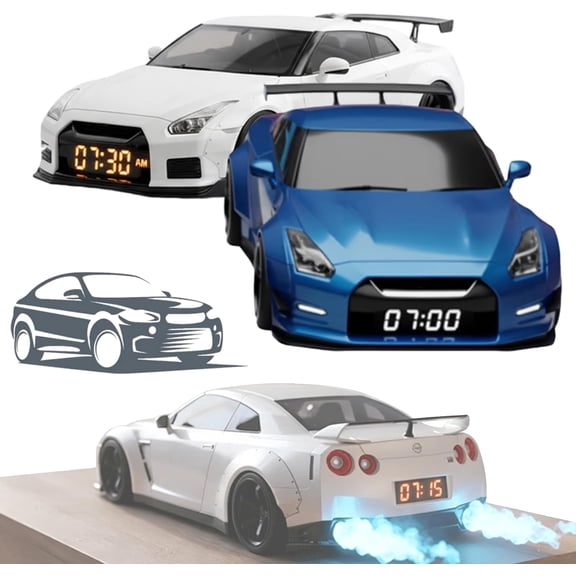 Car Alarm Clock 3-in-1 Digital LED, Crystal Clear LED Display Screen, Modern Sports Car Nightstand Clock, Digital Clock for Bedroom Office Desk Decor Gift
