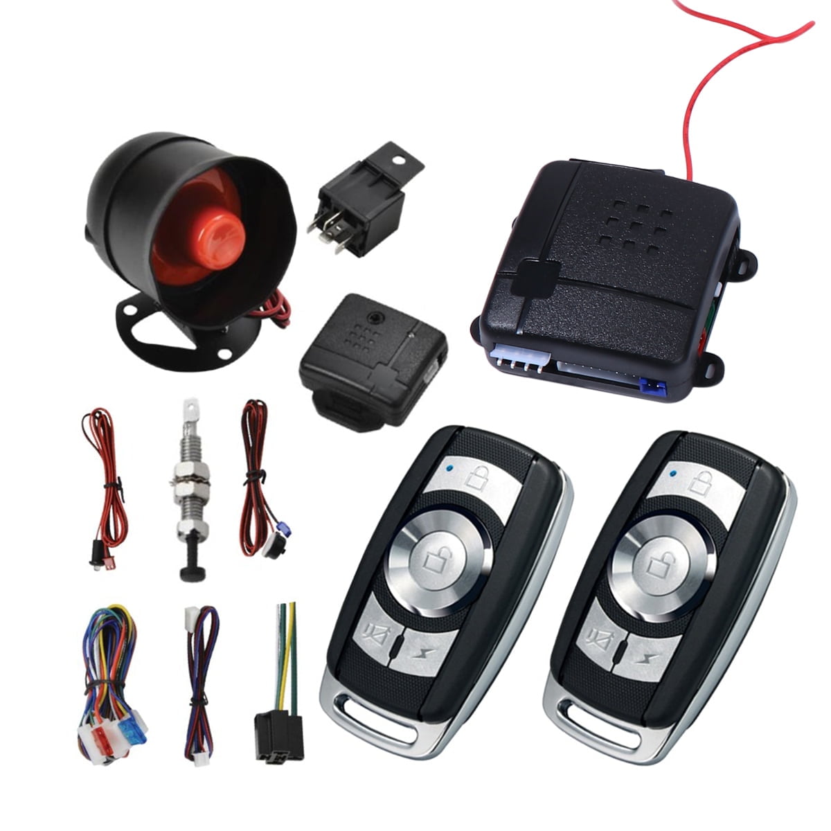 Car Alarm Security System, Black Universal Anti-Theft Device Car Security Device Alarm System Burglar Alarm Protection Car Keyless Entry System