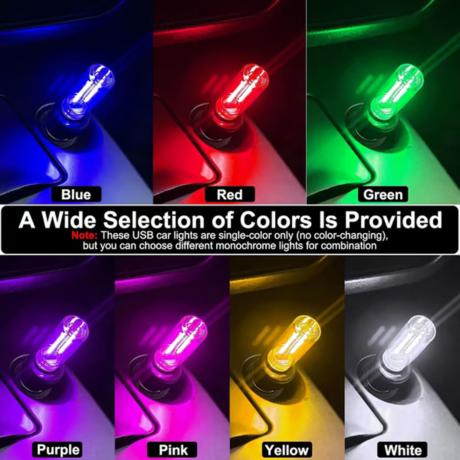 Curated visual reference: Fresh Look at Car Ambient Light Usb Interface Monochrome Luminous Car Interior
