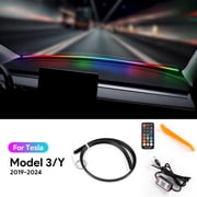 Car Ambient Light USB Interface for 2019-2024 Tesla Model 3 Model Y Under Windshield APP Bluetooth Control 53.54 Inch, Colorful