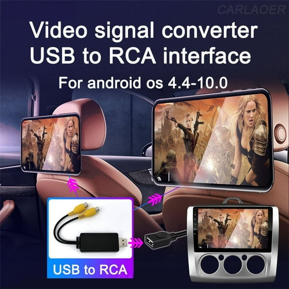 Car Android Radio Video Player Signal Converter Adapter USB to RCA Interface