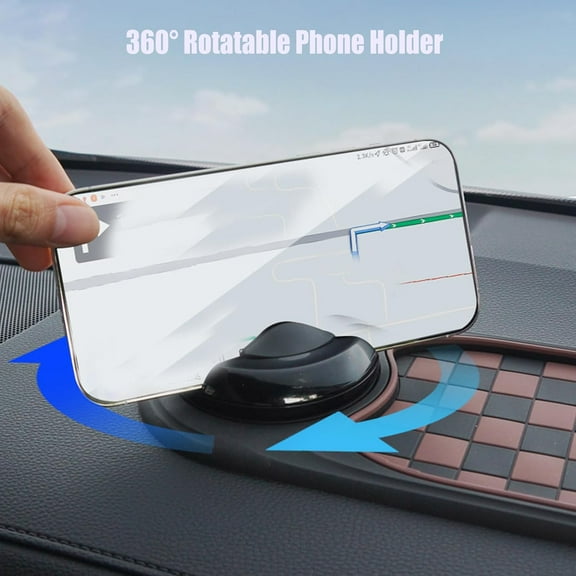 Car Anti Slip Mat, Universal Cars Dash Mat, Rotatable Auto Mobile Phone Holder Accessories with Temporary Parking Numbe for Car Dashboard, PVC Adhesive Pad for Stable Viewing Angle