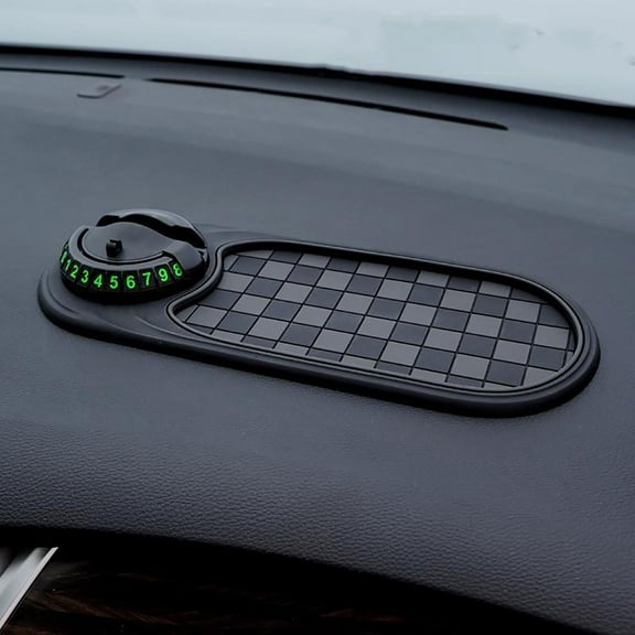 Car Anti Slip Mat, Universal Cars Dash Mat, Rotatable Auto Mobile Phone Holder Accessories with Temporary Parking Numbe for Car Dashboard, PVC Adhesive Pad for Stable Viewing Angle