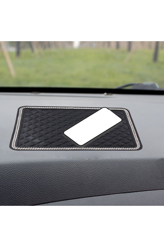 Car Anti-Slip Sticky Gel Pad, Bling Crystal Rhinestone Car Dashboard Mat, Sticky Pad Non-Slip Mat, Multifunctional Fixate Gel Non-Slip Pad, for Cell Phone, Keychains, Sun Glasses, Stand