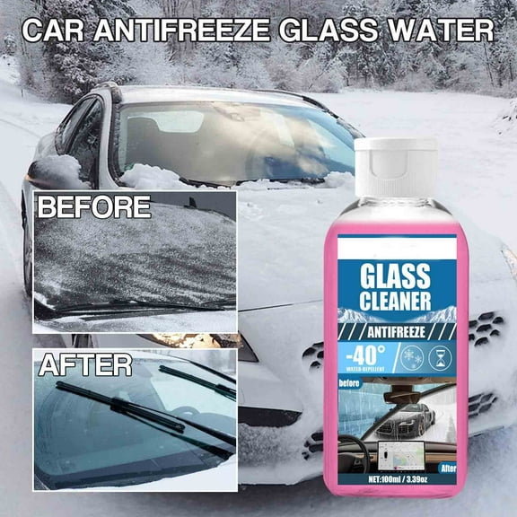 Car Antifreeze Glass Water, Fast Snow Melting and Lubricating Windshield Spray, Clear Vision Winter Protection for Car Windows and Mirrors