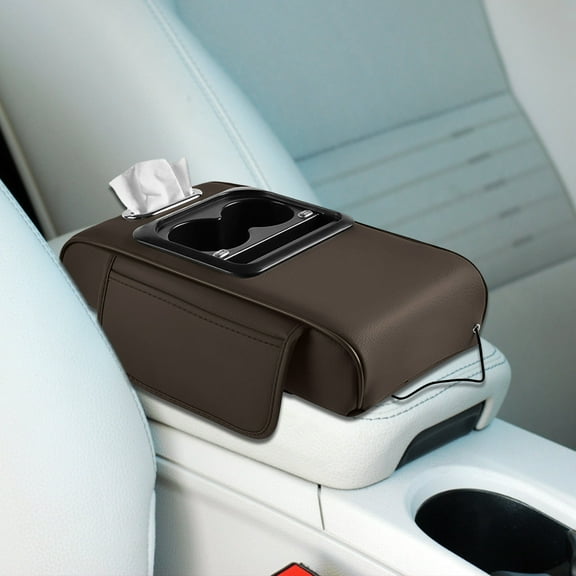 Car Arm Rest Organizer With USB Charging Ports - Ergonomic Center Console Storage Box, Breathable Sponge Cushion, PU Leather, Smart Compartments for Cup Holders & Phone, Type-C Power Hub