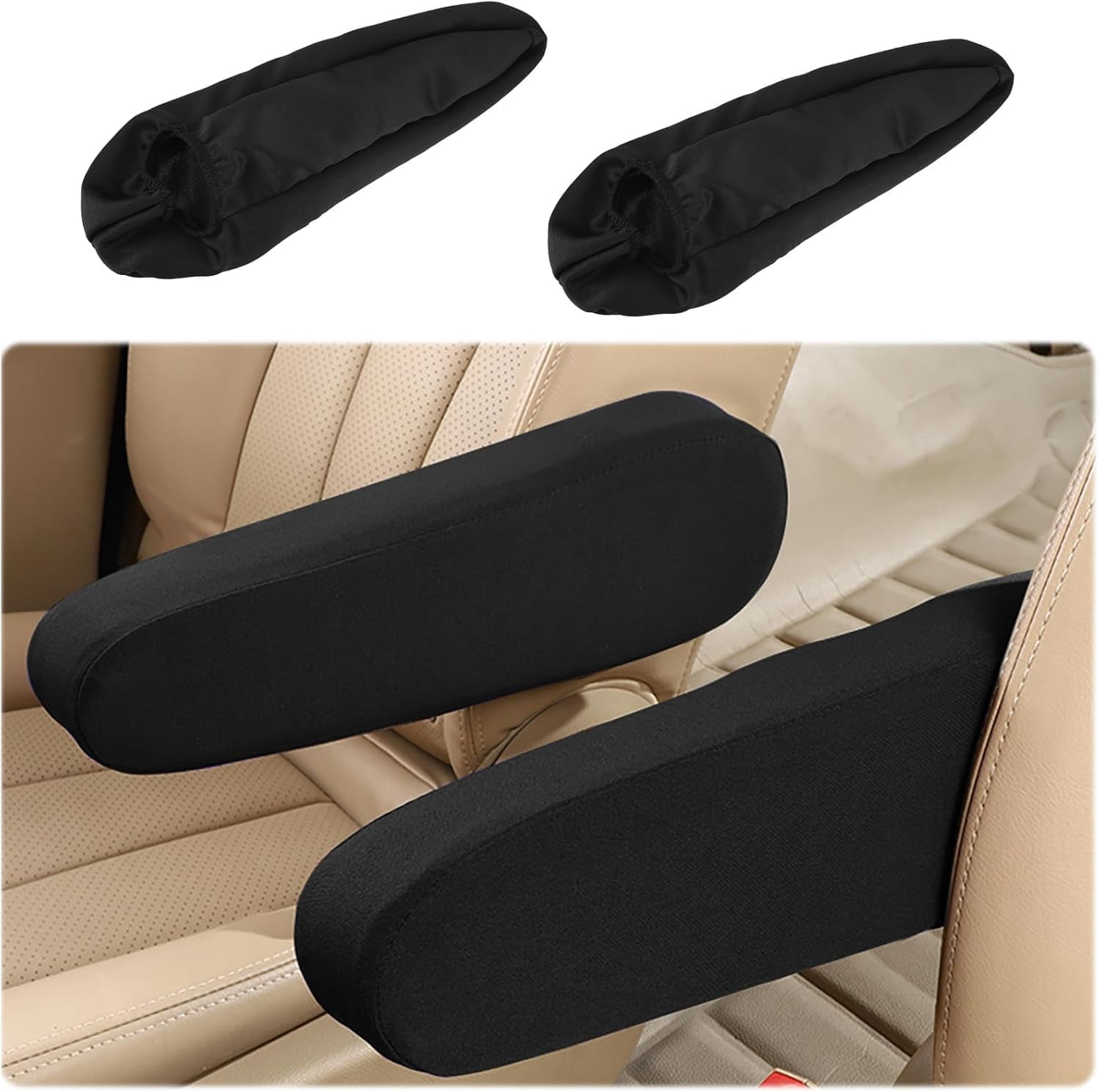 Car Armrest Cover 1 Pair Arm Rest Cushion Armrest Covers Elastic Fabric ...