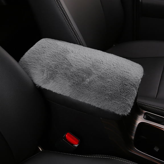 Car Armrest Cover Furry Center Console Pad - 11.8" x 7.9" Soft Plush Seat Box Protector For Vehicle - Interior Accessories For Auto SUV -Grey
