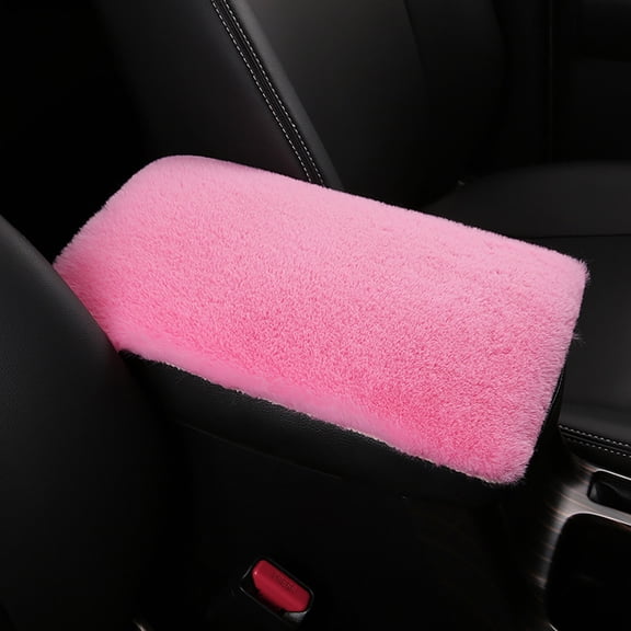 Car Armrest Cover Furry Center Console Pad - 11.8" x 7.9" Soft Plush Seat Box Protector For Vehicle - Interior Accessories For Auto SUV -Pink