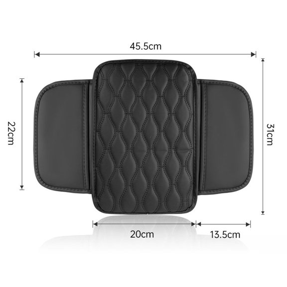 Car Armrest Cushion Non-Slip Center Console Cushion Pad With Soft Leather Is Black Fangkenuo