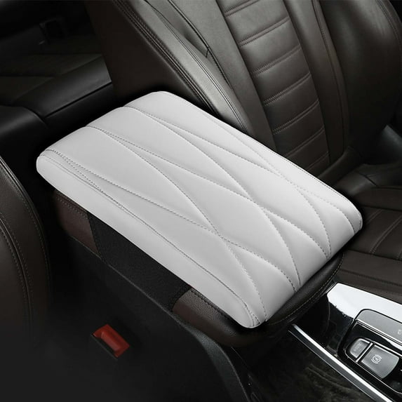 Car Armrest Cushion Pad | Memory Foam & Mesh Center Console Cover | Red Microfiber Leather | Waterproof & Easy Install | 1 Piece